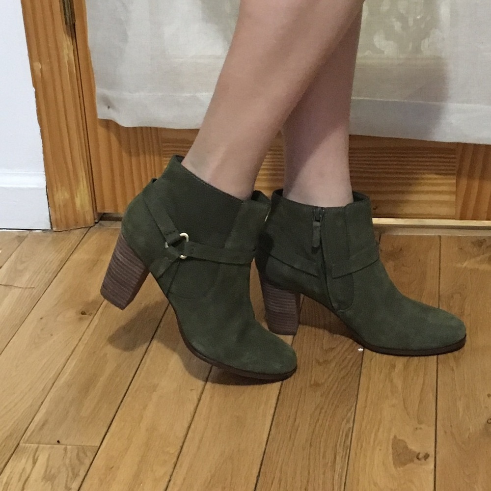 Cole Haan Olive Suede Booties- Excellent Condition